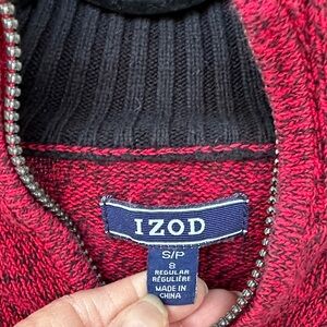 Boys Izod Red and Black Zip-Up pullover Sweater, Size small